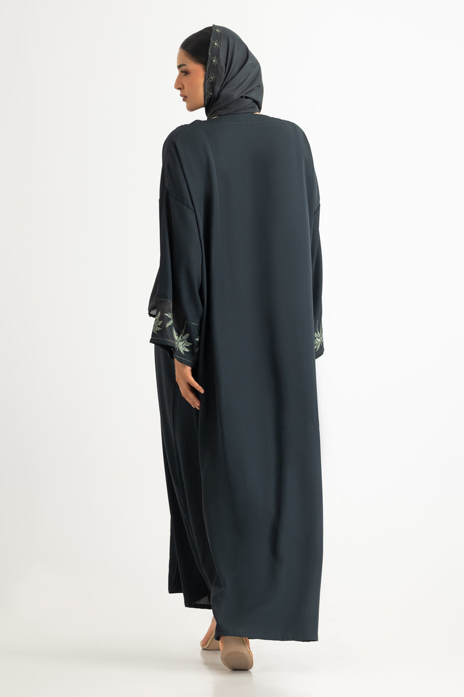 Georgette Embroidered abaya With Embroidered Scarf