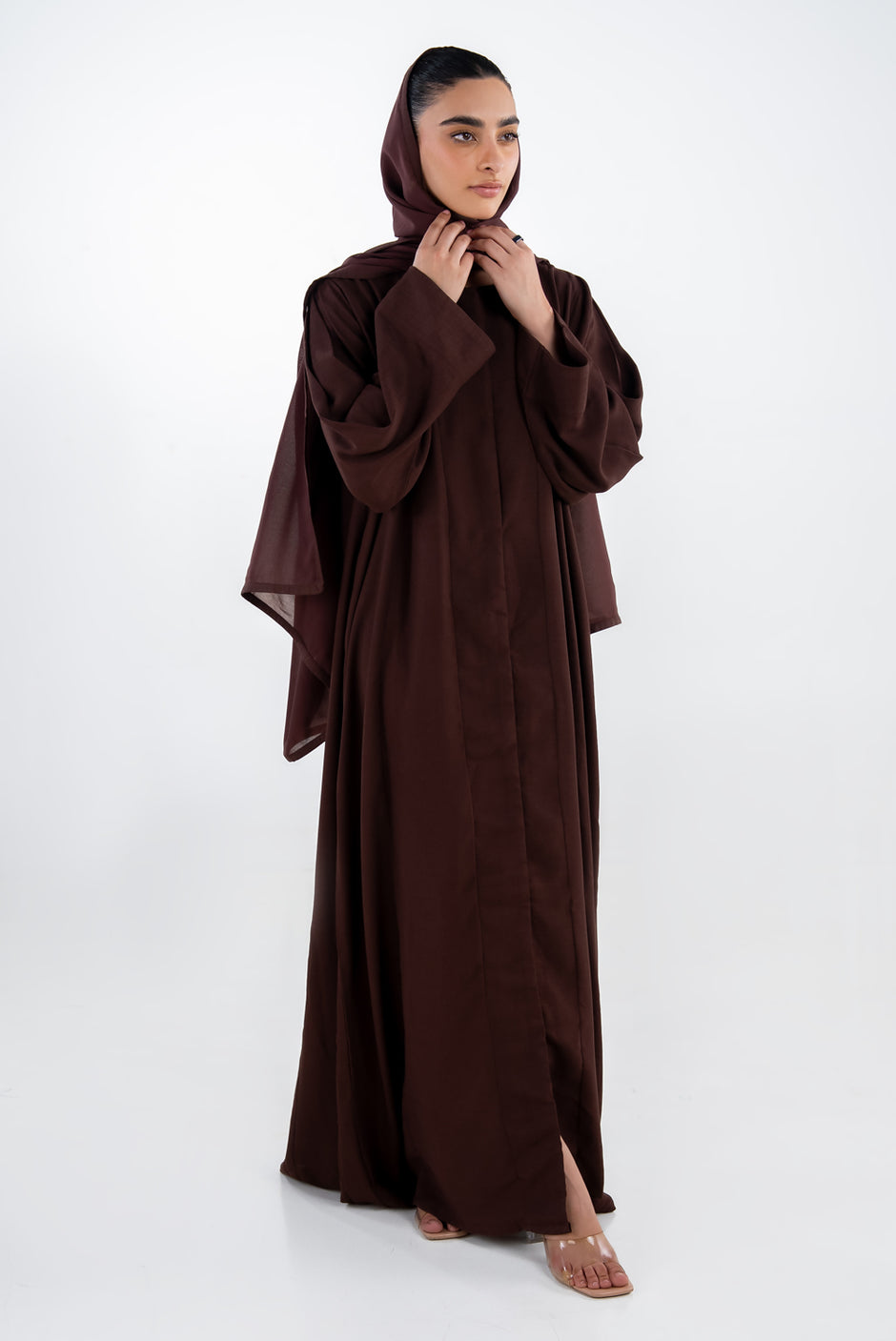 Georgette Slub Abaya With Scarf