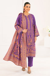 3 Piece Gold Printed Khaddar Suit with Dupatta WNS-52031