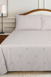 Gray Lilac T-150 Embroidered Bed Sheet Set