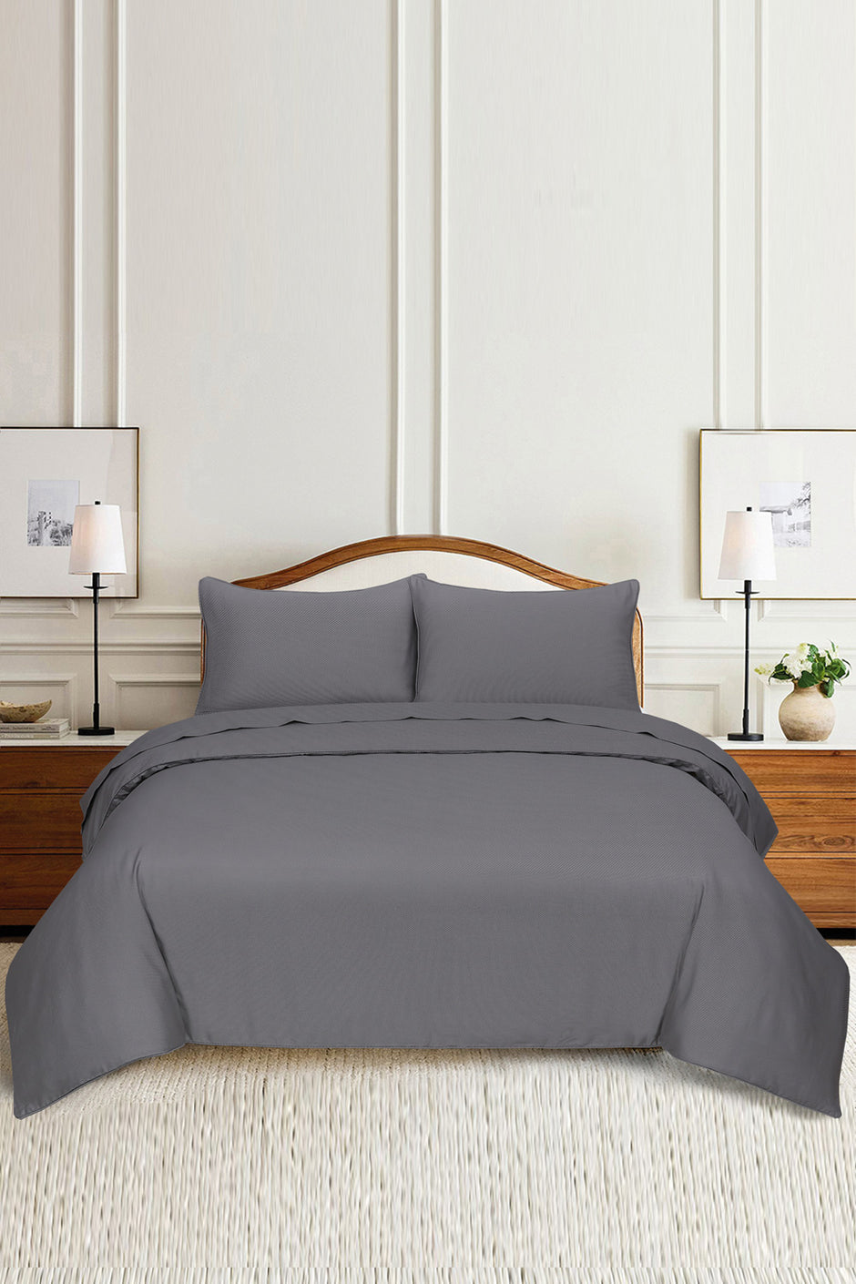 Grey Cube Dobby Quilt Cover Set