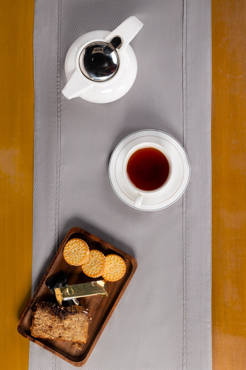 Grey Cube Dobby Table Runner