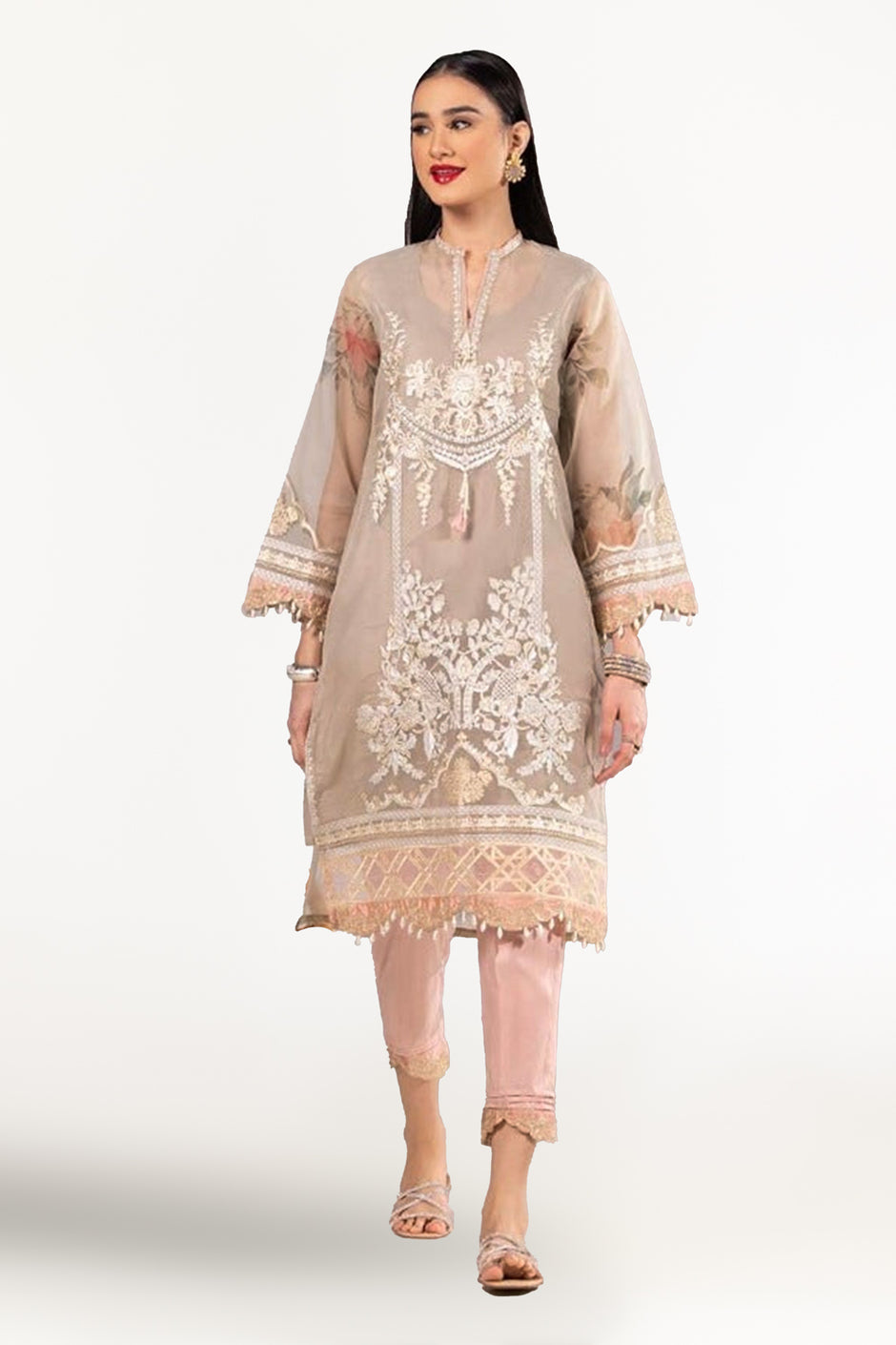 Organza Embroidered Shirt And Trouser