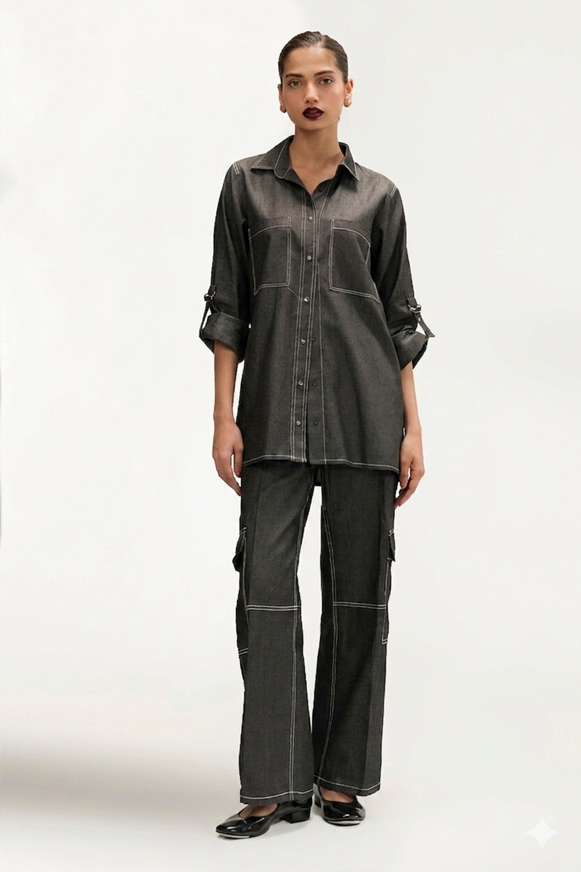 Denim Button Down Shirt With Pocket