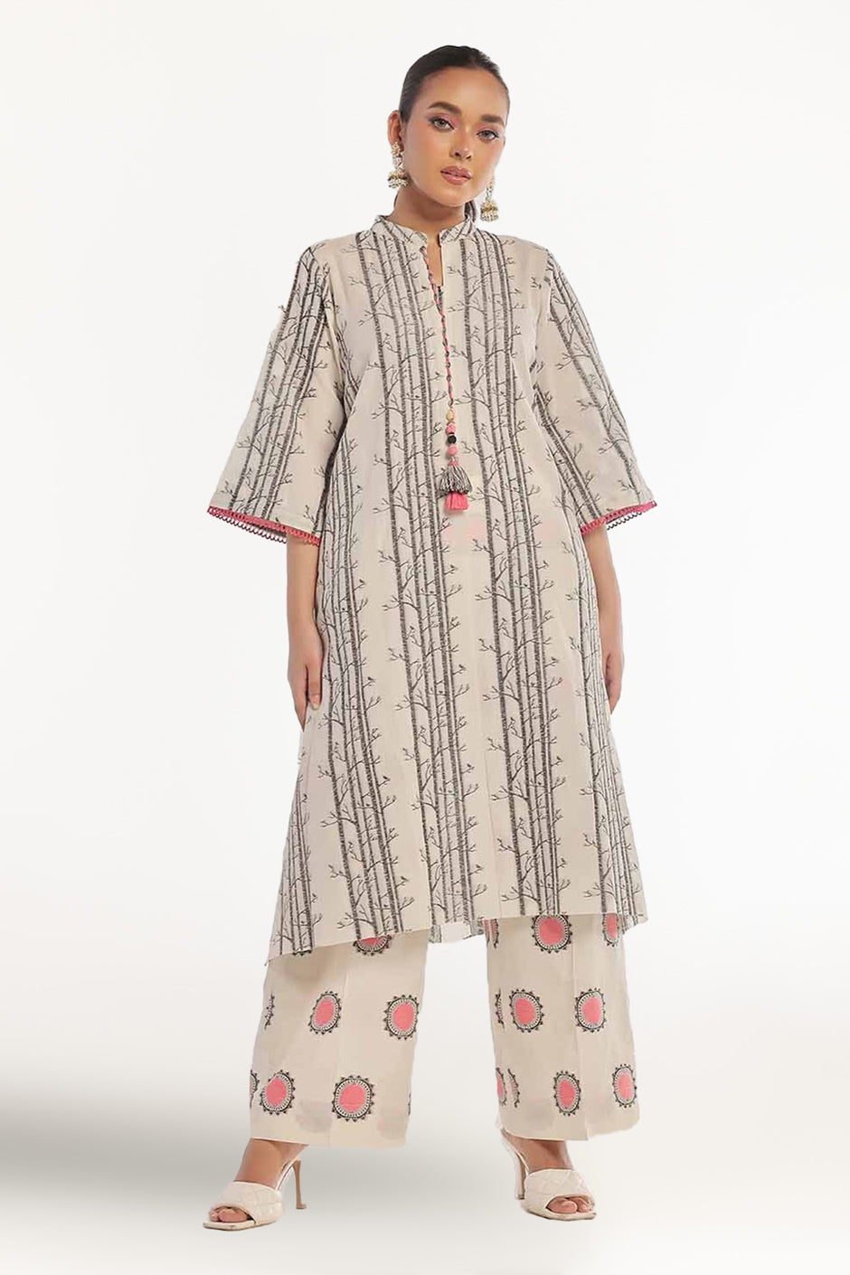 2 Piece Unstitched Jacquard Printed Suit