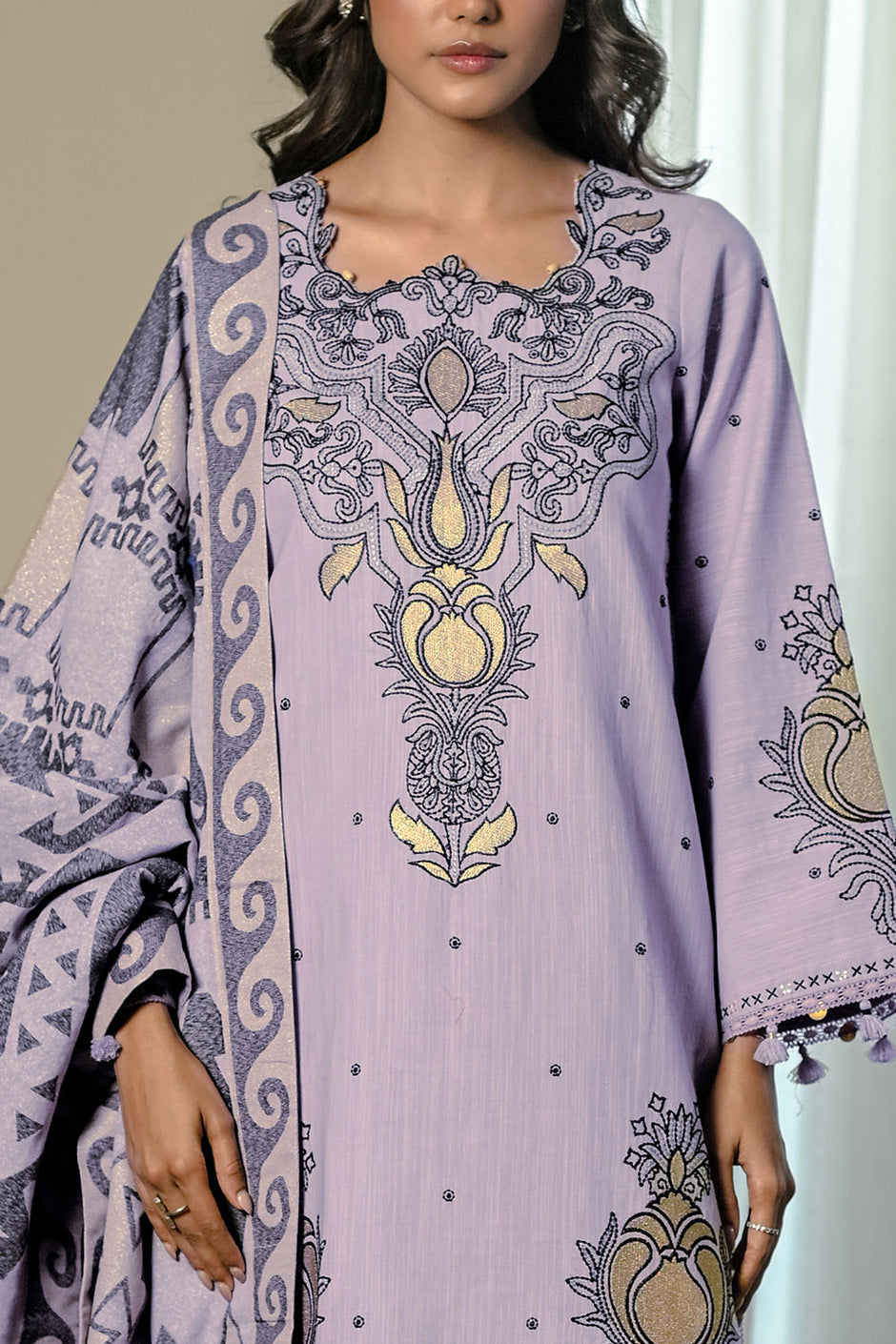 3 Piece Embroidered Khaddar Suit