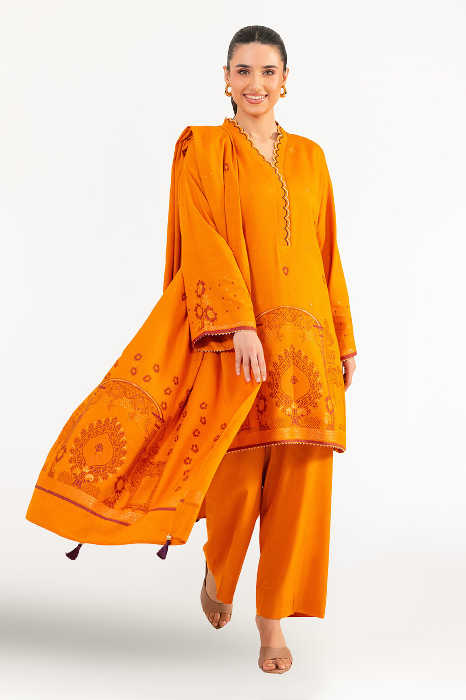 3 Piece Jacquard Suit with Dupatta