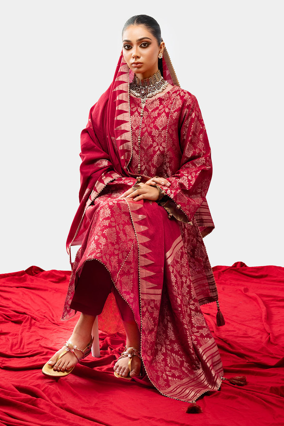 3 Piece Jacquard Suit with Dupatta