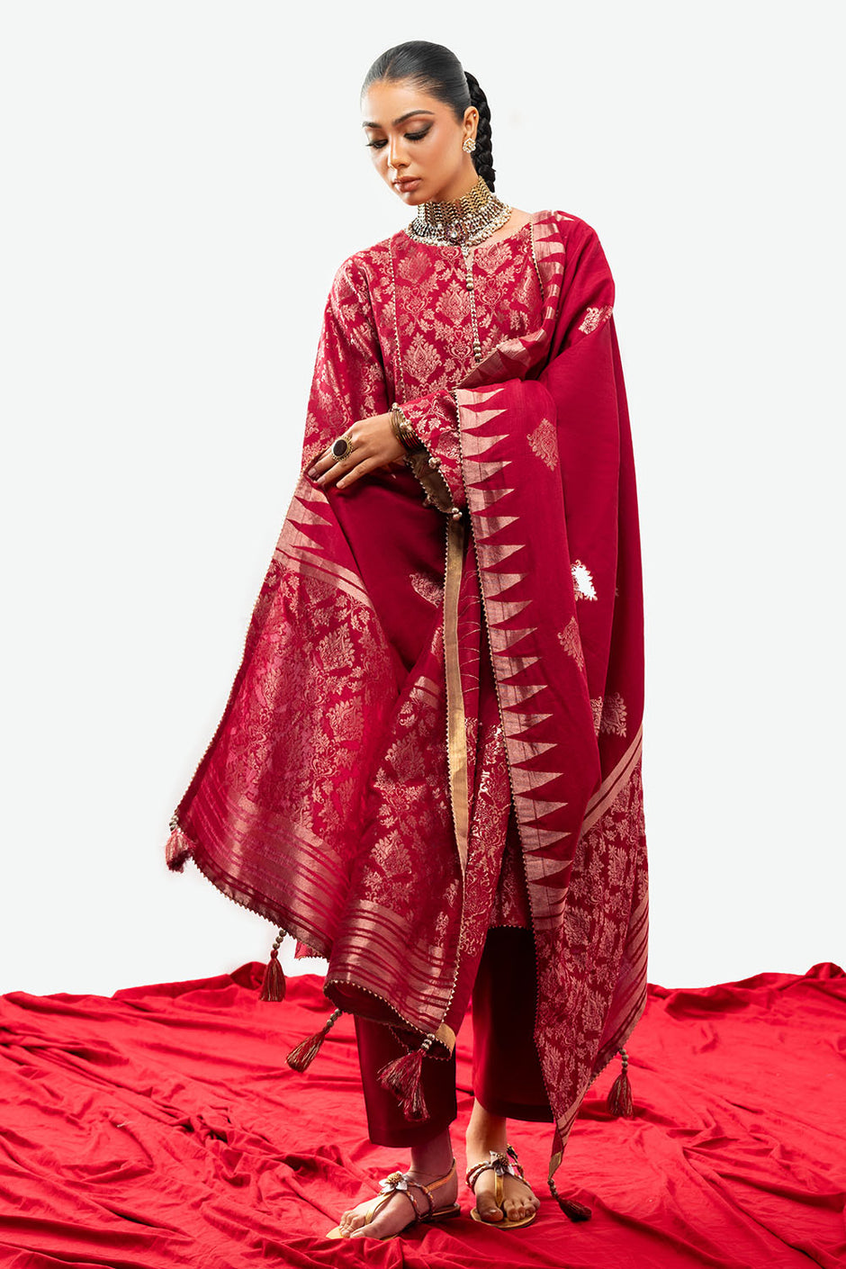 3 Piece Jacquard Suit with Dupatta