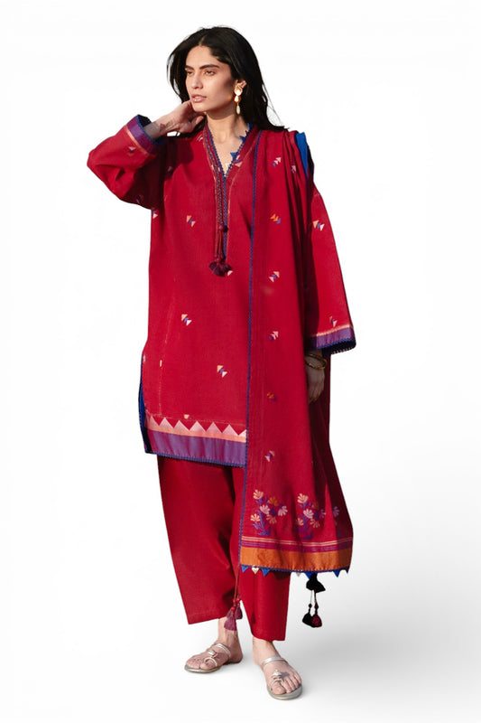 3 Piece Jacquard Suit with Jacquard Dupatta MJ-62001