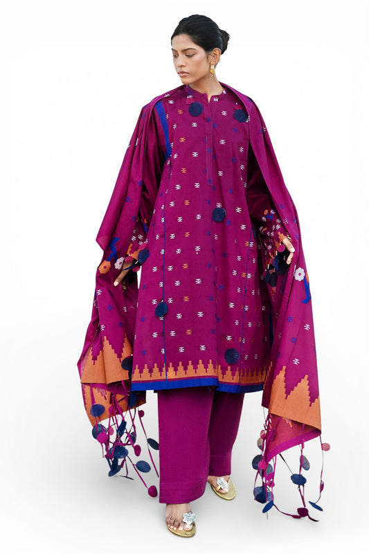 3 Piece Jacquard Suit with Jacquard Dupatta MJ-62002
