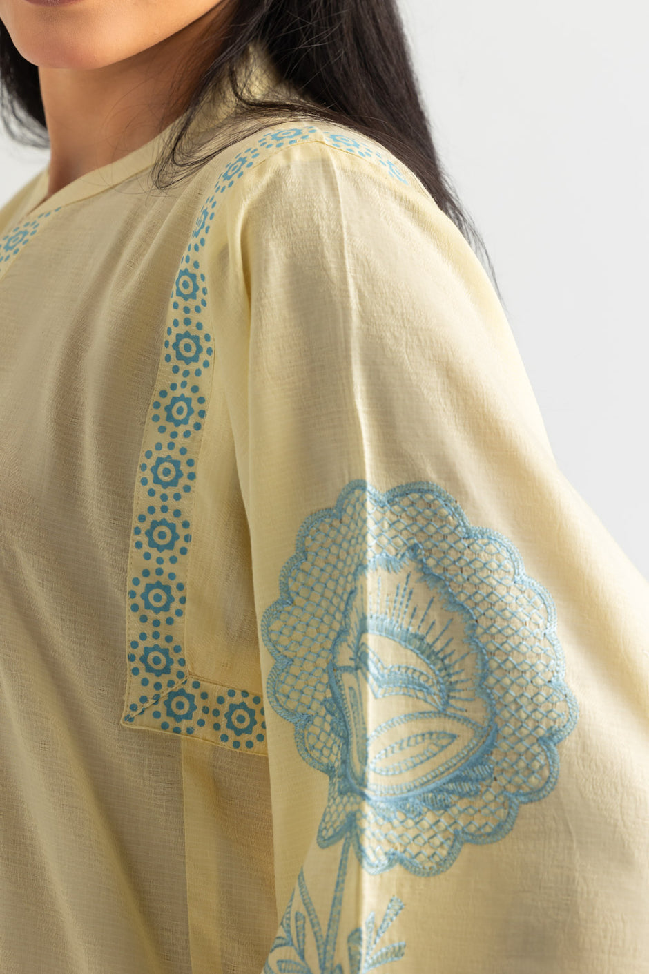 Jacquard Block Printed Shirt With Embroidered And Block Printed Trouser