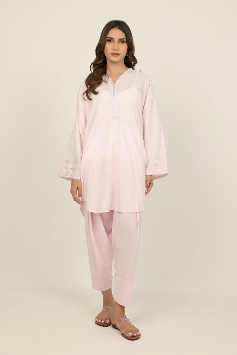 Jacquard Embroidered Shirt And Dyed Trouser