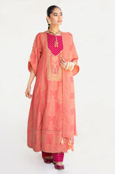 3 Piece Karandi Jacquard Suit with Embroidered Shirt and Dyed Trouser with Organza Border MJ-52025