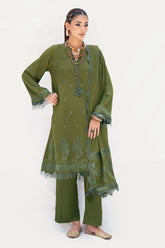 3 Piece Karandi Velvet Yarn Jacquard Suit with Shirt and Dyed Trouser MJ-52030