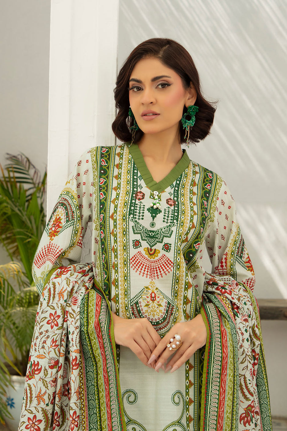 3 Piece Printed Khaddar Suit with Dupatta