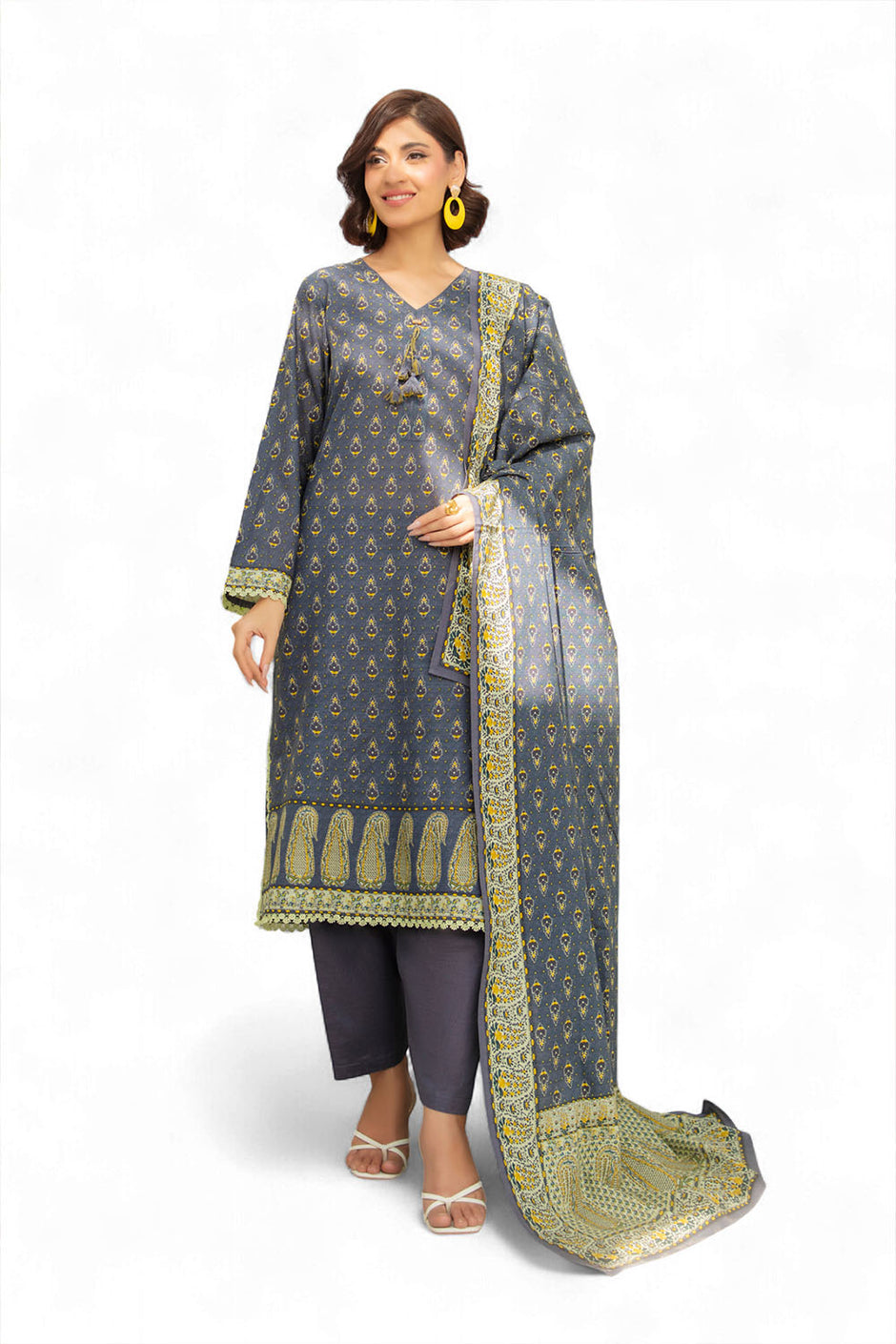 3 Piece Printed Khaddar Suit with Dupatta SD-52188