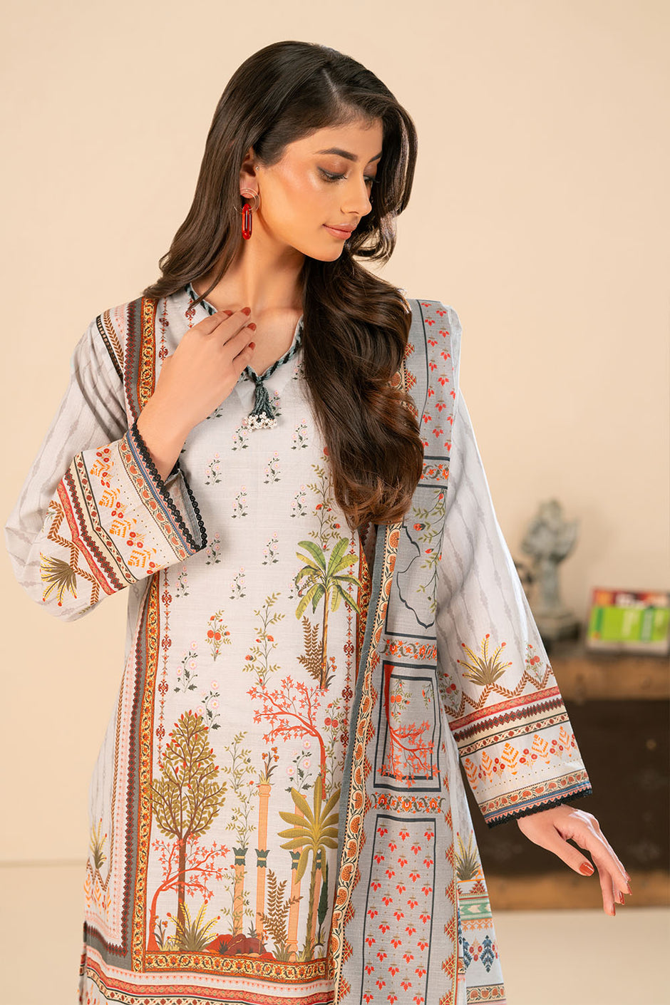 3 Piece Printed Khaddar Suit with Dupatta