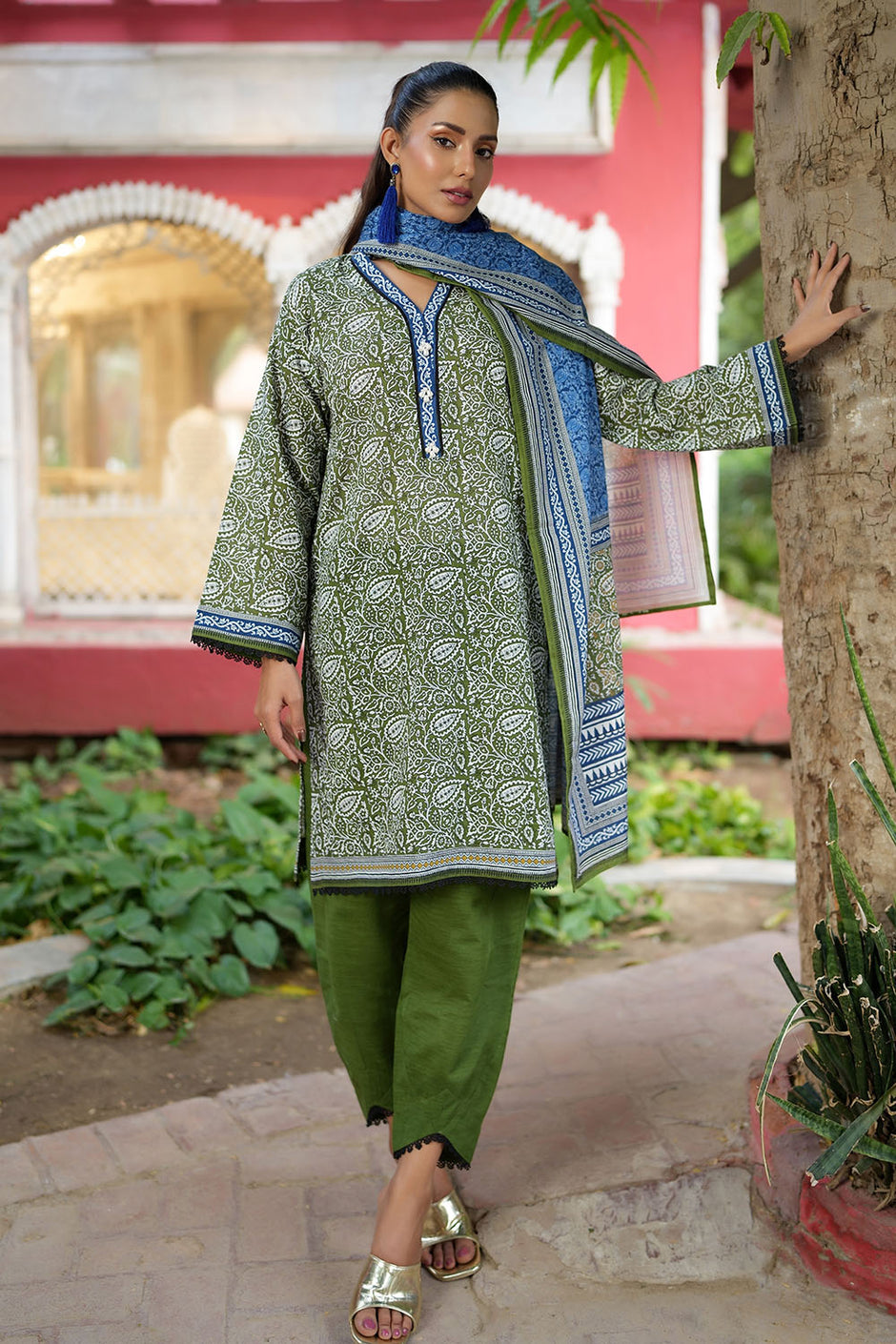 3 Piece Printed Khaddar Suit