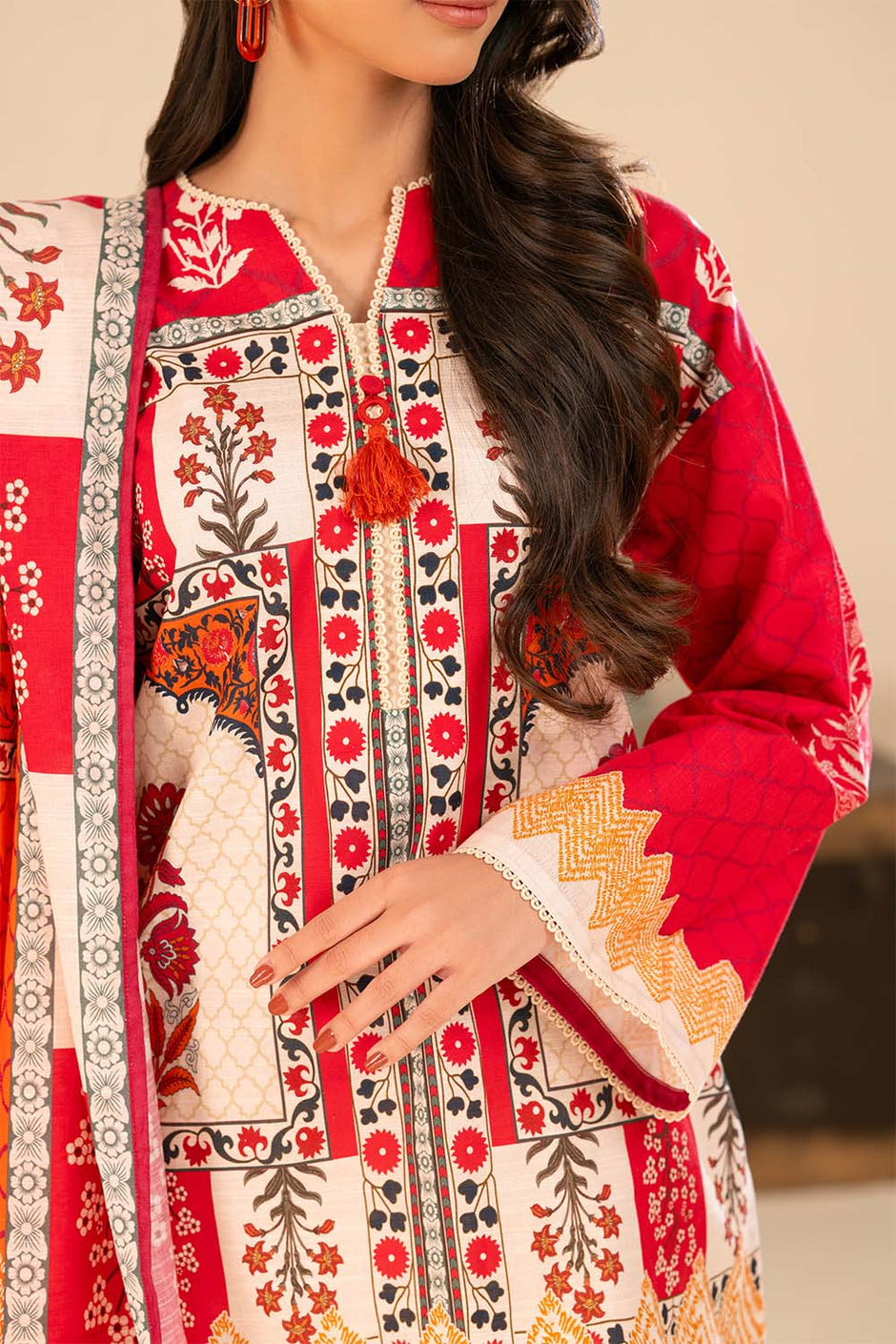 3 Piece Printed Khaddar Suit with Dupatta