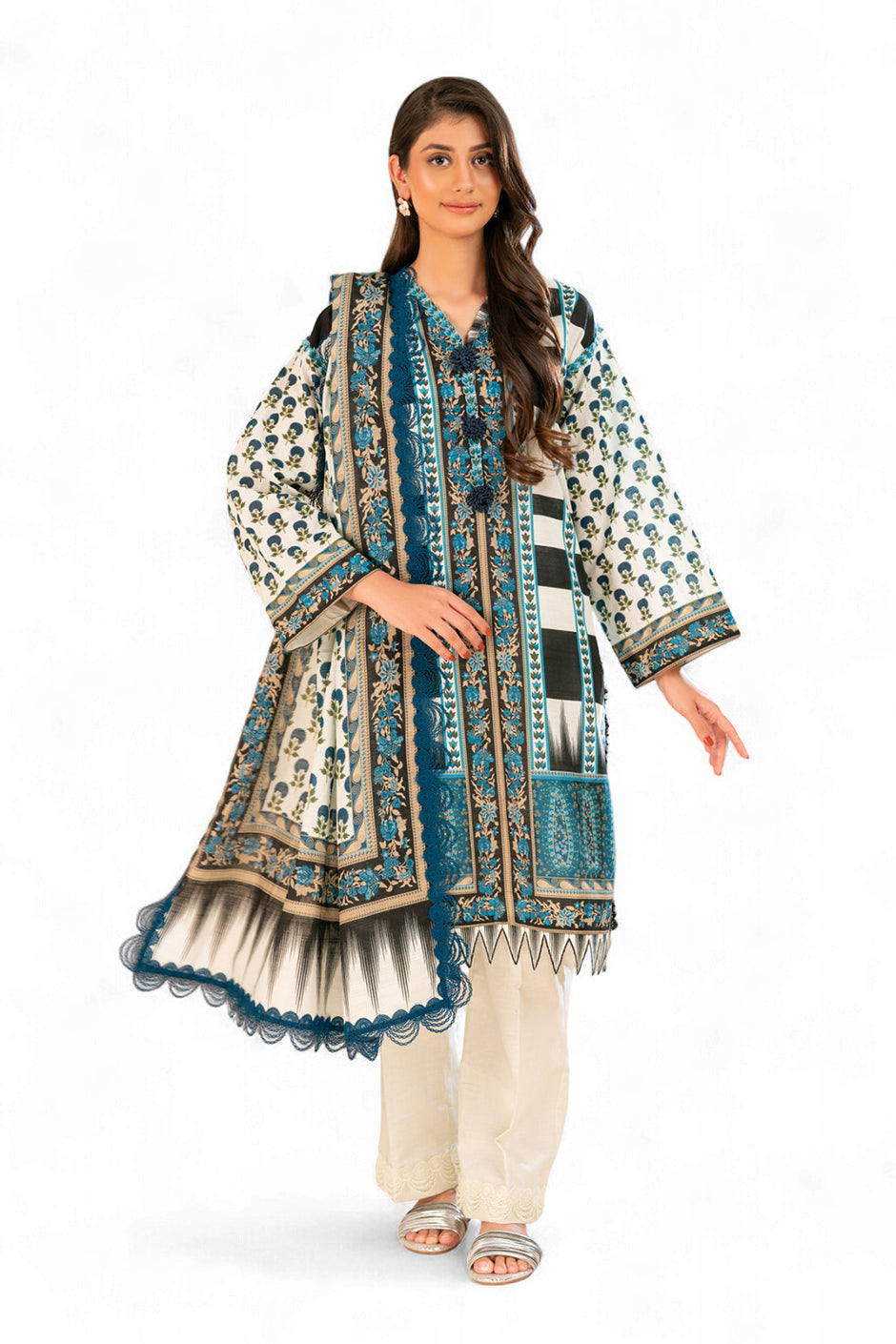 3 Piece Printed Khaddar Suit with Dupatta SD-52255