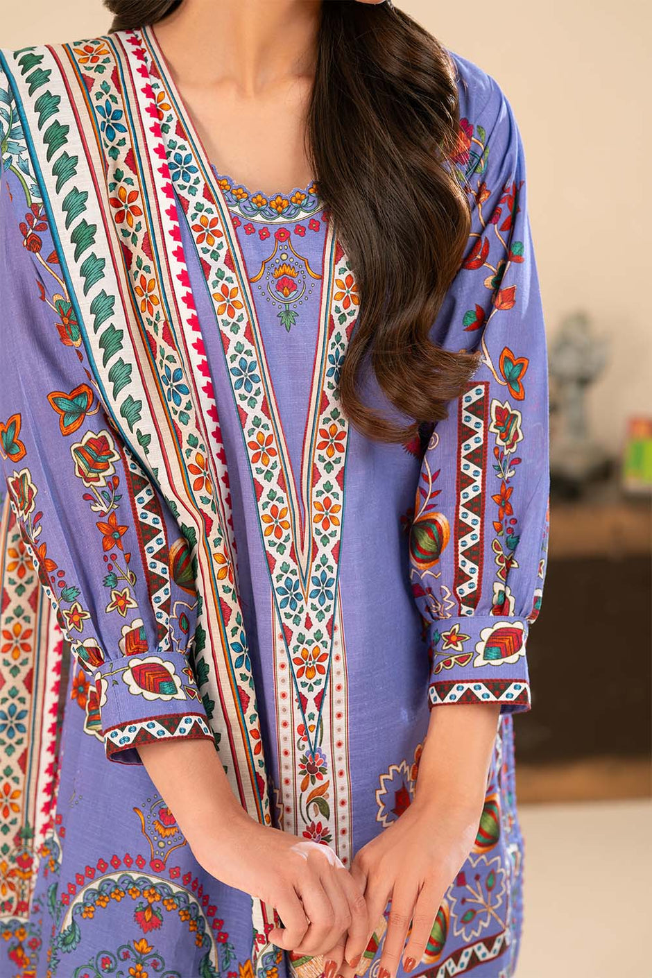 3 Piece Printed Khaddar Suit with Dupatta