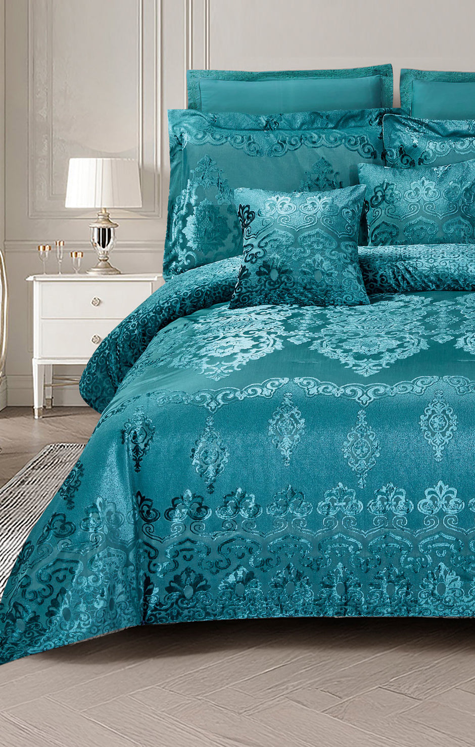 Lake Blue Chenille Comforter Set