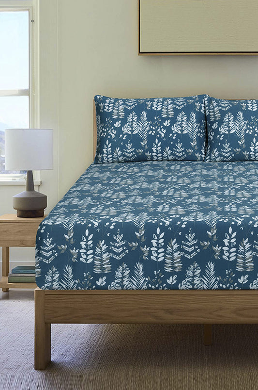 Leaf Imprint T-200 Fitted Sheet Set