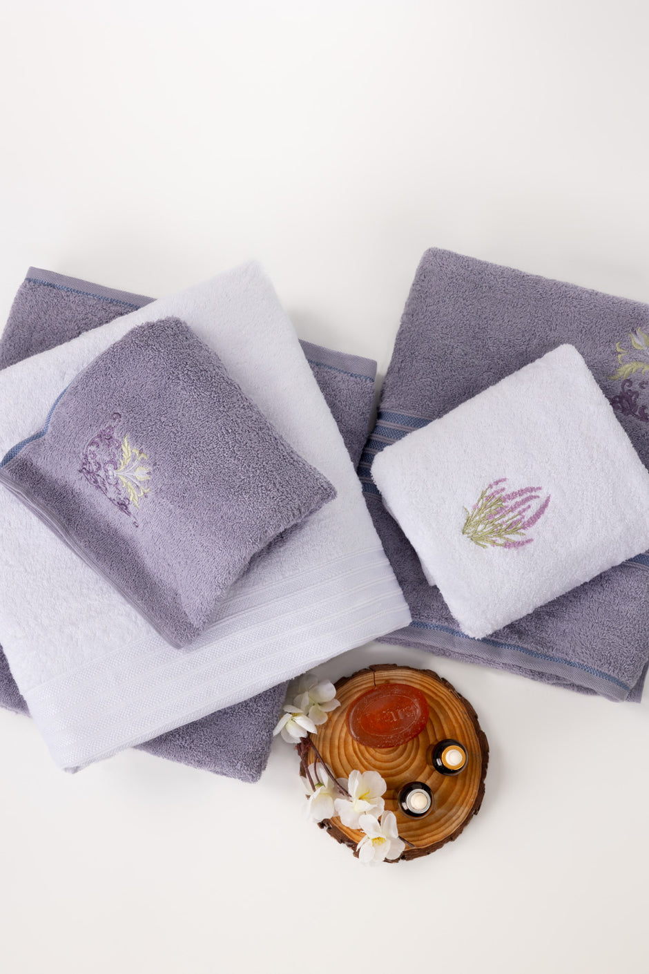 Lilac Ice Embroidered Towel