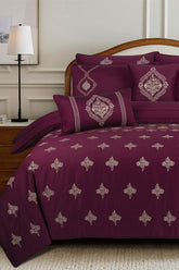 Mahogany T-200 Embroidered Quilt Cover Set