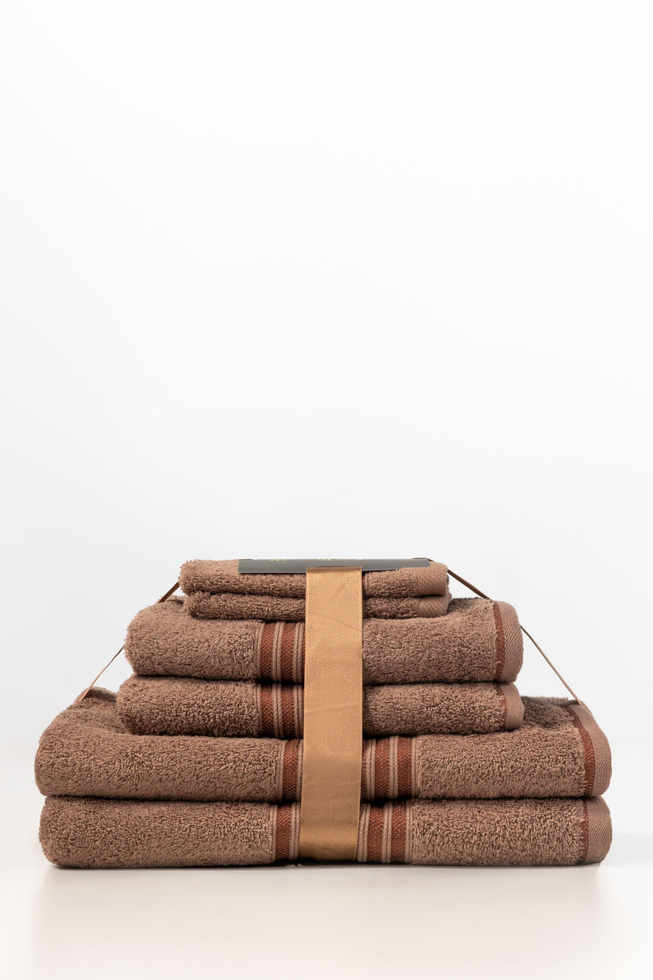 Mocha Brown 6Pcs Combed Towel Set