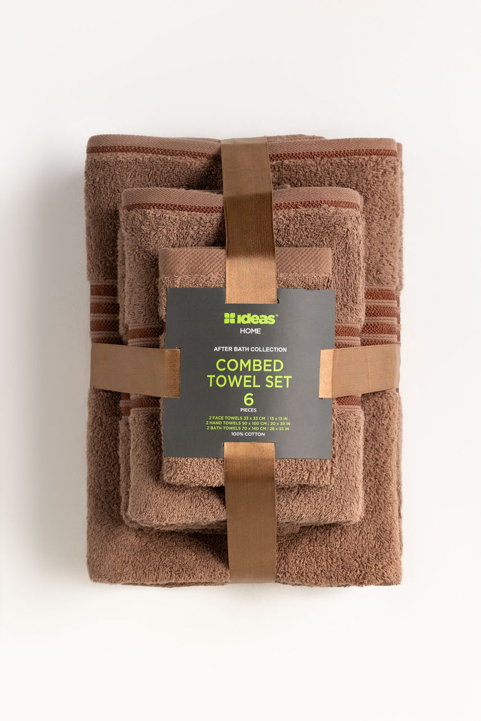 Mocha Brown 6Pcs Combed Towel Set