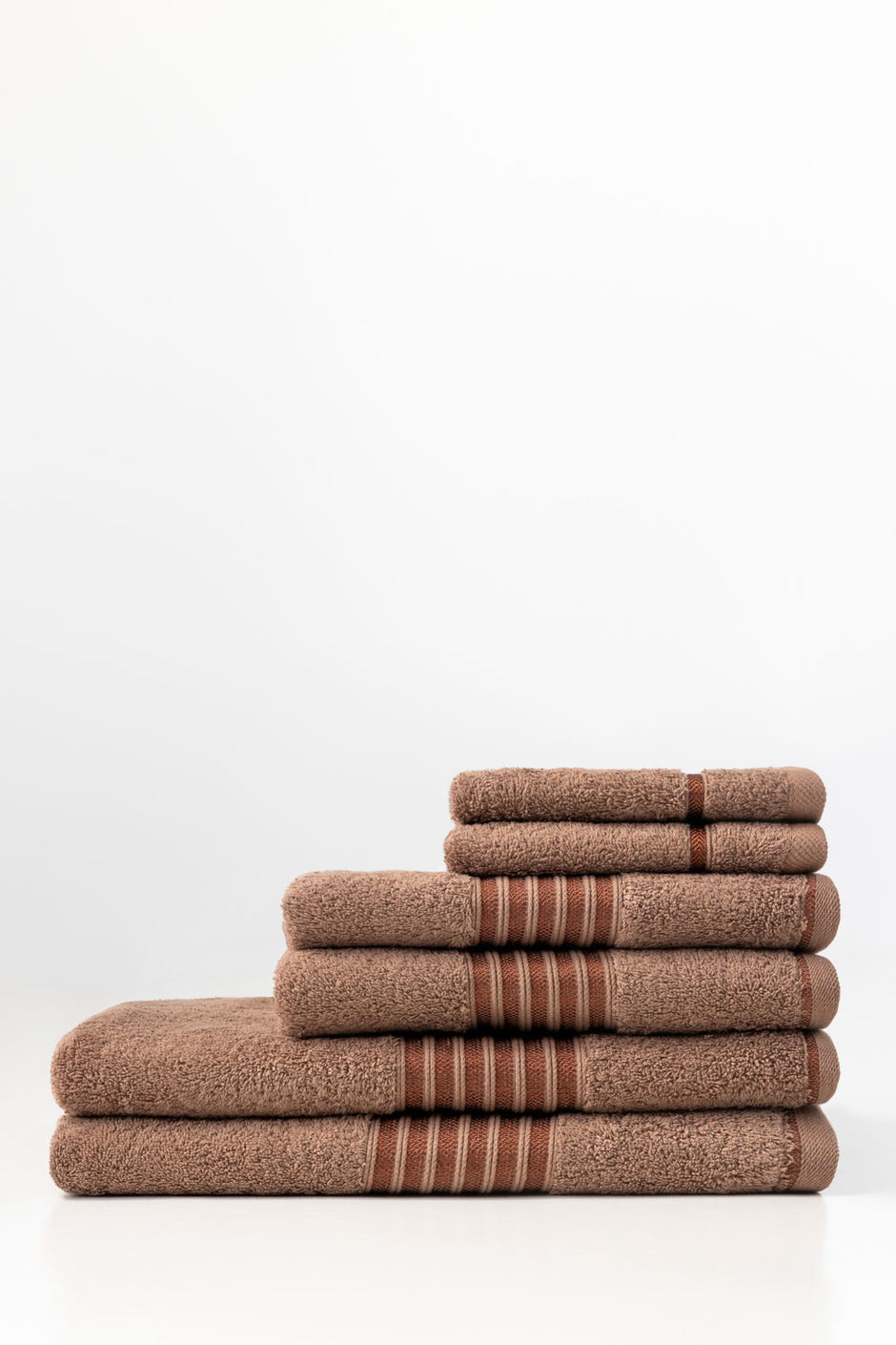Mocha Brown 6Pcs Combed Towel Set