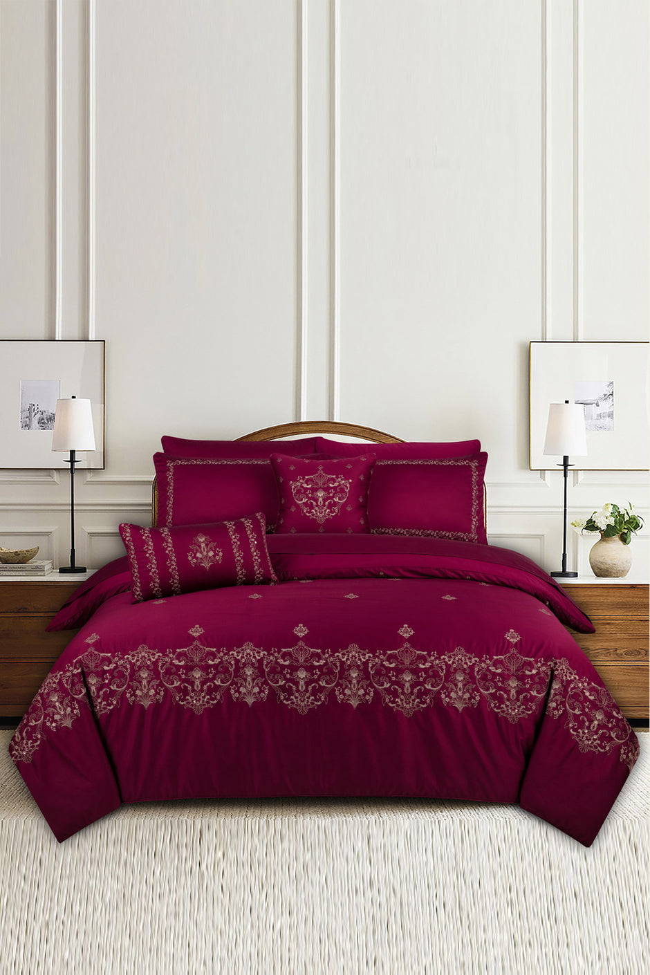 Paradise T-400 Embroidered Quilt Cover set