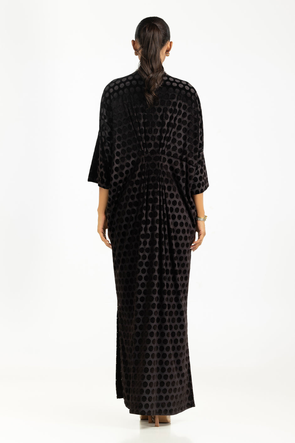 Velvet Polka Dots Embellished Kaftan