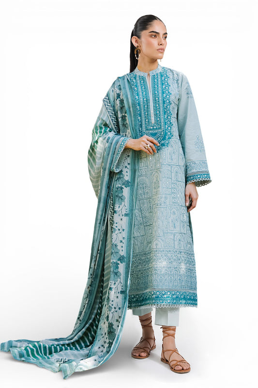 3 Piece Embroidered Lawn Suit with Printed Chiffon Dupatta BM-62003