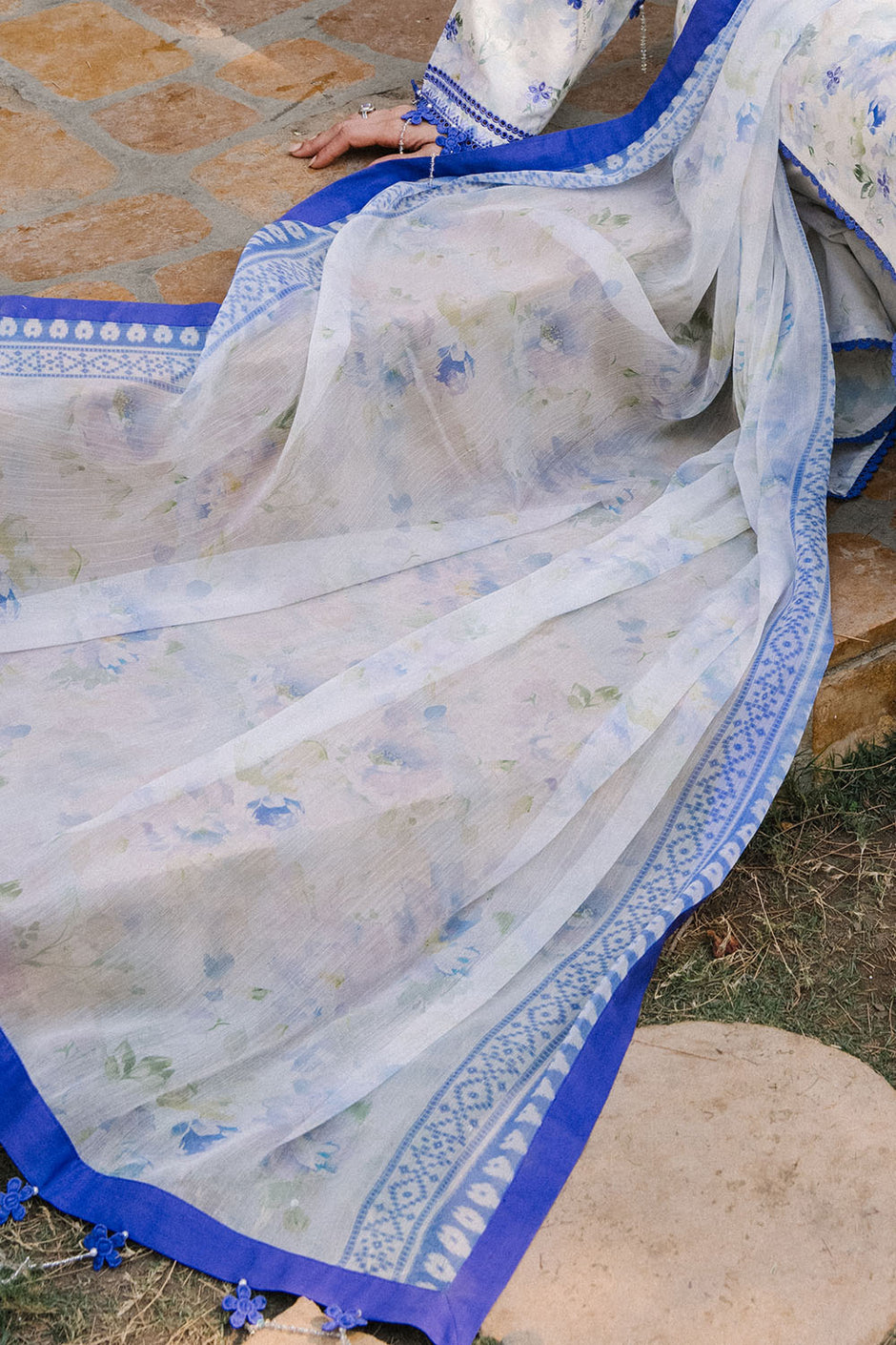 3 Piece Embroidered Printed Lawn Suit with Printed Chiffon Dupatta