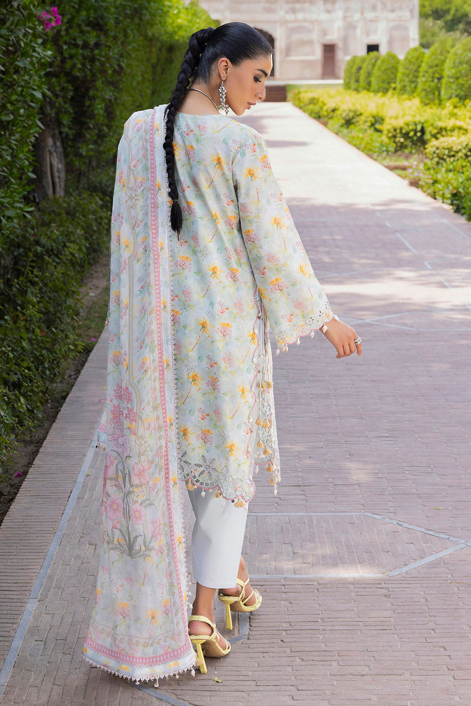 3 Piece Embroidered Printed Lawn Suit with Printed Chiffon Dupatta