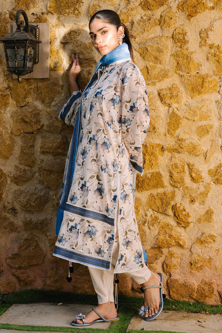 3 Piece Printed Lawn Suit with Printed Chiffon Dupatta