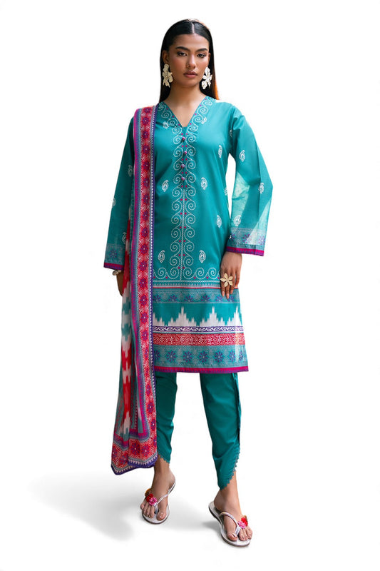 3 Piece Printed Lawn Suit with Chiffon Dupatta SD-52211