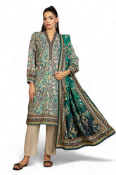 3 Piece Printed Cotton Linen Suit with Dupatta WNS-52054
