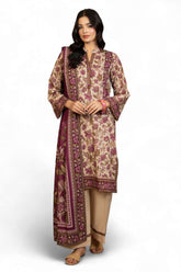 3 Piece Printed Cotton Linen Suit with Dupatta WNS-52055