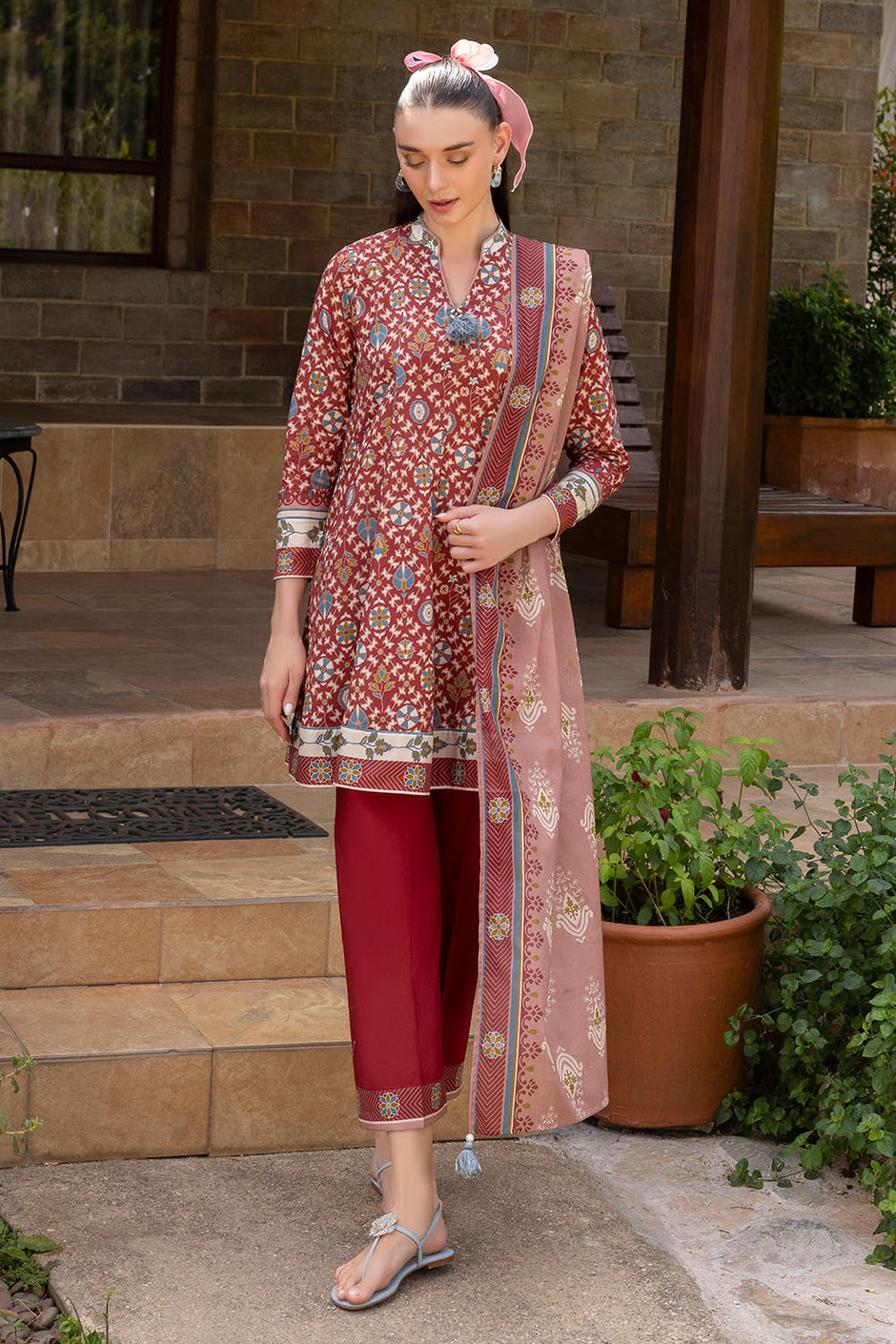 3 Piece Printed Cambric Suit with Lawn Dupatta