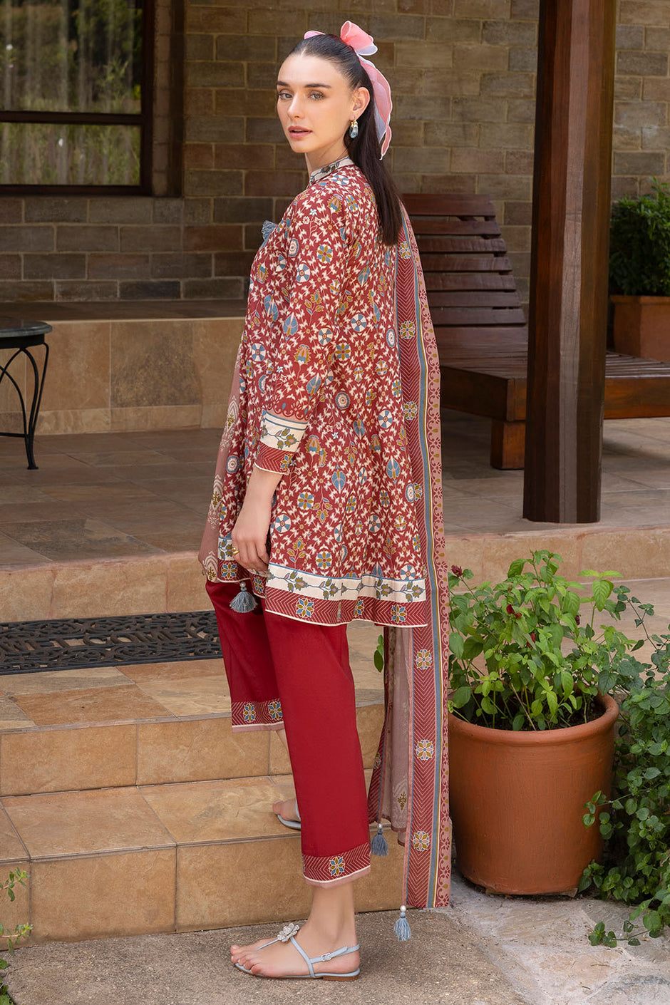 3 Piece Printed Cambric Suit with Lawn Dupatta
