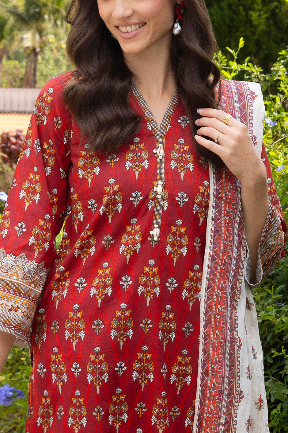 3 Piece Printed Cambric Suit with Lawn Dupatta