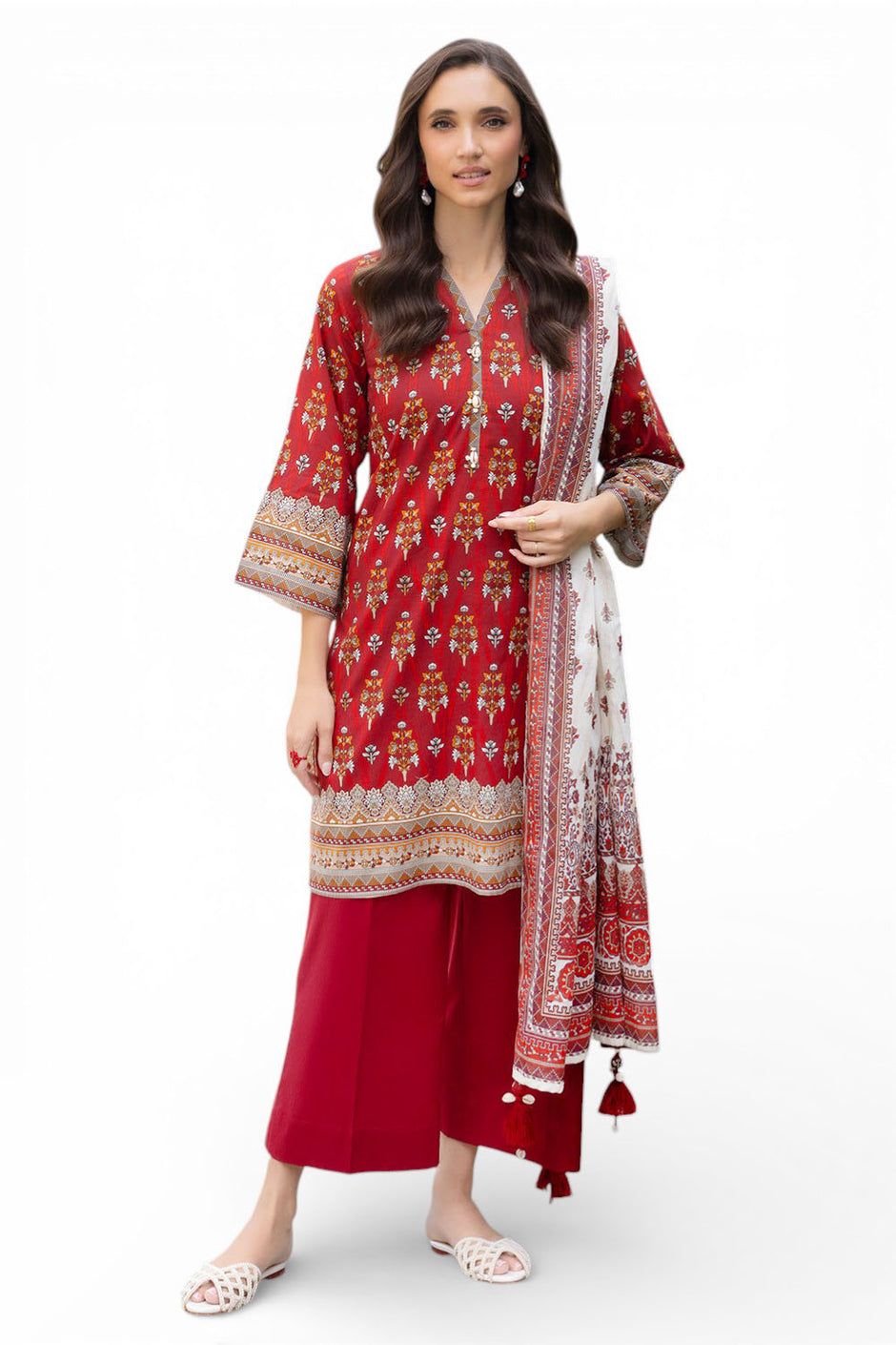 3 Piece Printed Cambric Suit with Lawn Dupatta