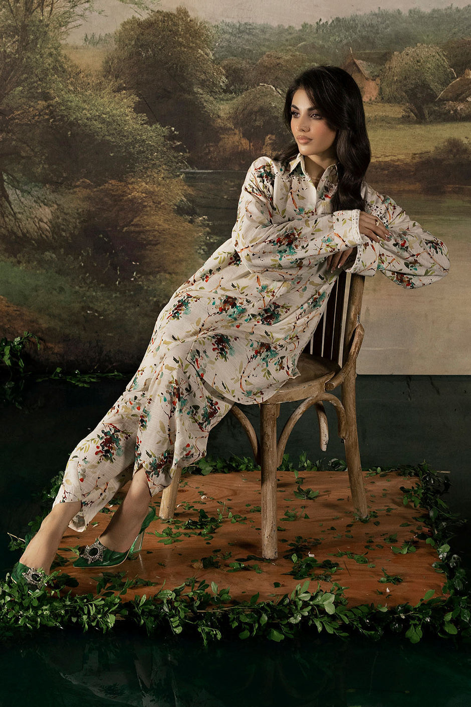 2 Piece Printed Jacquard Slub Khaddar Shirt and Trouser