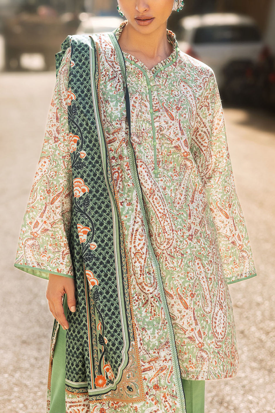 3 Piece Printed Khaddar Suit with Dupatta
