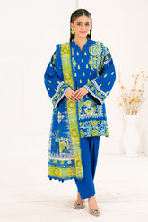 3 Piece Embroidered Khaddar Suit with Stripe Dupatta and Border K-52101