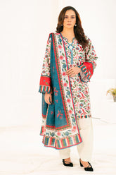 3 Piece Printed Khaddar Suit with Dupatta K-52089